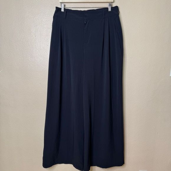 Alo Yoga Pants Women's Large Black High-Waist Trouser Extra Wide Leg Casual